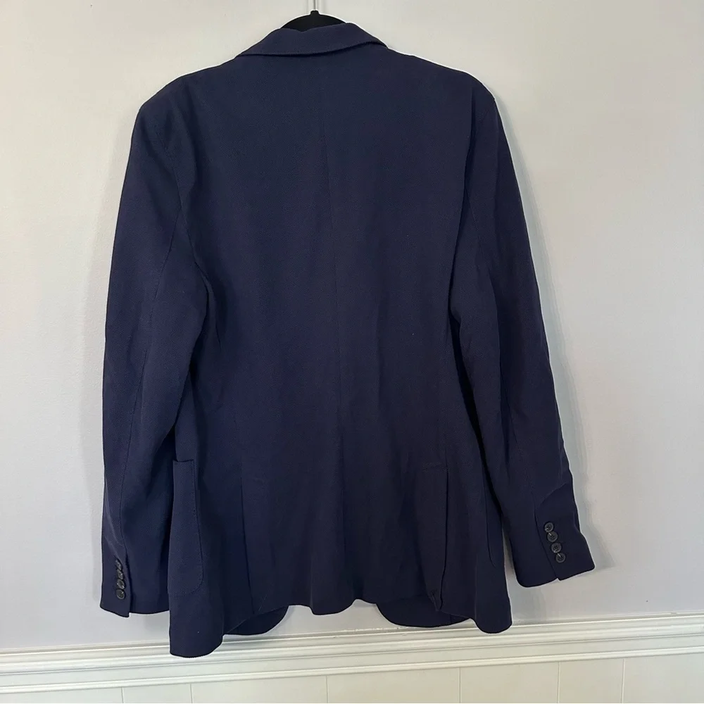 Quince Men’s Long Sleeve Button Up Cotton Pique Knit Blazer in Navy Sz M NWOT